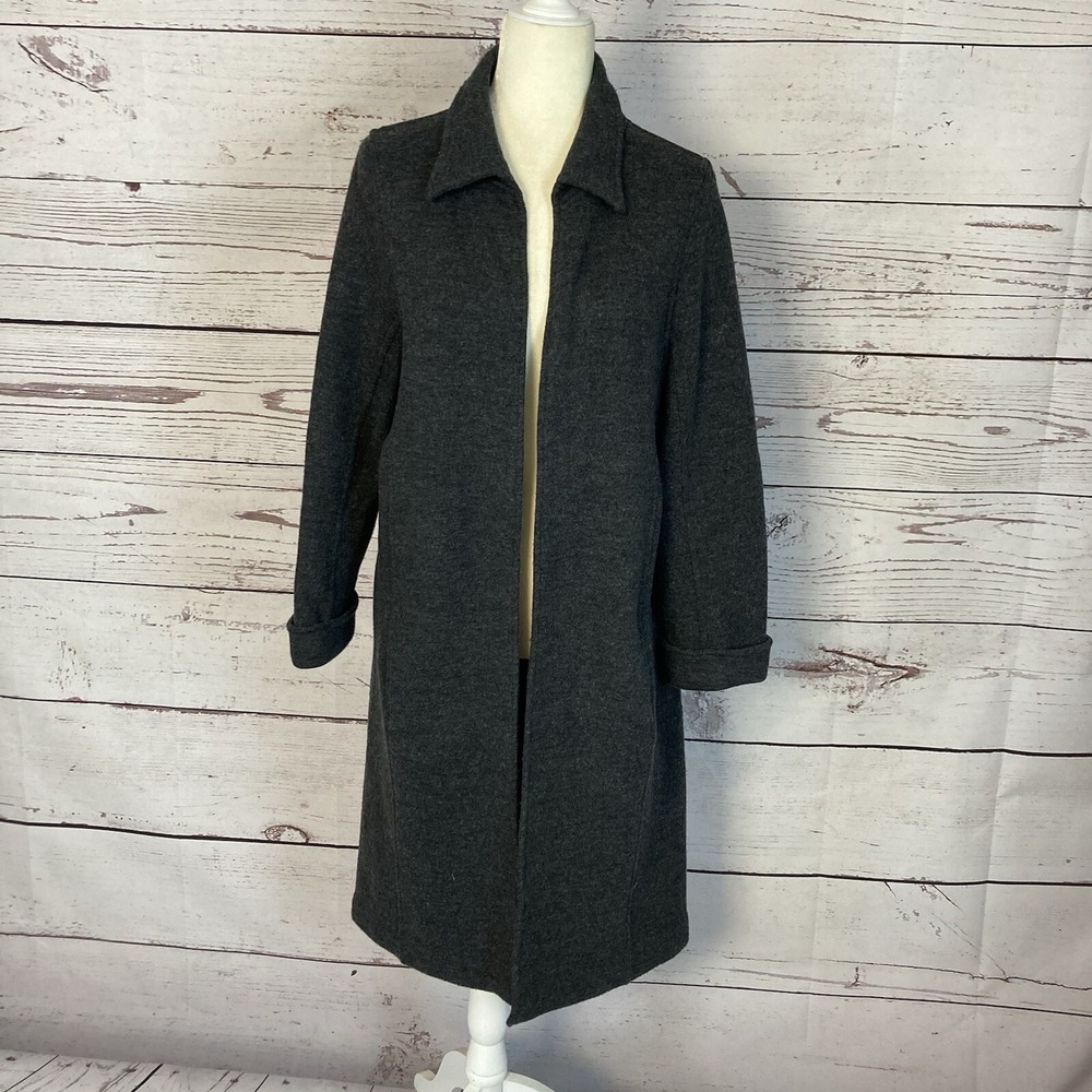Marconi Womens XL Gray Wool Blend Long Cardigan Coat Open Front Pockets
